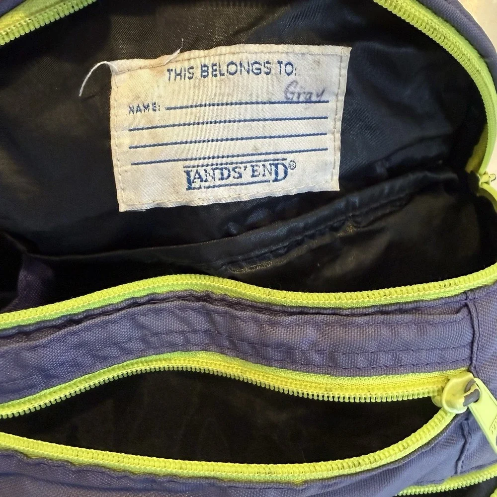Vintage Lands' End Hiking Waist Pack Fanny Pack Adjustable Zip Neon 90s Multi